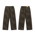 Miniatyrbilde 5 av 8: Tan Leopard Jeans Dame Denimbukser Dame Oversize Bredt ben Tr leopard print S