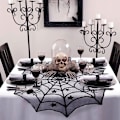 Miniatyrbilde 4 av 8: Halloween-dekorasjon blonder edderkoppnett skjelett hodeskalle duk A
