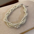 Miniatyrbillede 5 af 8: Twining Pearl Choker Halskæder Til Kvinder Geometriske Halskæder Je onesize