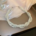 Miniatyrbillede 4 af 8: Twining Pearl Choker Halskæder Til Kvinder Geometriske Halskæder Je onesize