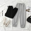 Miniatyrbilde 3 av 8: Kvinner Solid joggebukse Høst Baggy Fashion Oversize Sports Pan Gray S