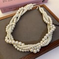 Miniatyrbillede 3 af 8: Twining Pearl Choker Halskæder Til Kvinder Geometriske Halskæder Je onesize