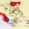 Miniatyrbilde 5 av 5: Feathered Glitter Bird Tree Clip On DIy Home Ornament Party Des Silver