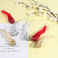 Miniatyrbilde 4 av 5: Feathered Glitter Bird Tree Clip On DIy Home Ornament Party Des Silver