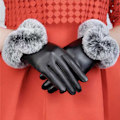 Miniatyrbillede 3 af 8: Dame Vinter Varme Handsker Lady Sort PU Handsker Efterår Vinter Tou One Size