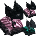 Miniatyrbilde 4 av 8: 2 STK Lace nattøy for kvinner Undertøyoverdeler Shortssett Babydoll Pa Purple XL