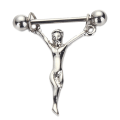 Miniatyrbild 1 av 5: Kirurgiskt stål Män Form Nippel Bar Barbell Sköld Ring Kropp Pi Silver One Size