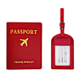 Miniatyrbillede 1 af 5: Enkel pasholder og bagagemærke læder rejsesæt kup Red Passport holder