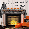 Miniatyrbilde 5 av 8: Halloween-dekorasjon blonder edderkoppnett skjelett hodeskalle duk B