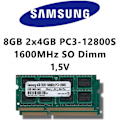 Miniatyrbillede 1 af 4: Samsung 8GB (2 x 4GB dual channel 1600MHz)-(PC3 12800S DDR3 SO-DIMM til bærbare computere og notebooks 1 RAM hukommelse