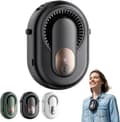 360° taljeclipsventilator, bladløst design, 5-trins vind, lydløs bærbar køleventilator, LED-display, USB-opladning, sort.