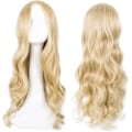 Miniatyrbilde 1 av 5: Lang blond bølgete parykk for kvinner, 68 cm lang krøllete parykk, syntetisk kostymeparykk for kvinner (blond)-AD10-