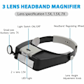 Miniatyrbilde 4 av 5: Hodebånd LED-forstørrelsesglass Hodelykt Juveler Forstørrelsesglass Lupe 1.5X 3 X 8.5X 10X -AD5-