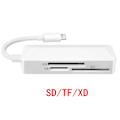 Miniatyrbild 4 av 9: Mini minneskortsläsare 3 i 1 kortläsare Ios8Pin kortläsare TFSD XD 3 i 1 kortläsare för bärbar telefon surfplatta