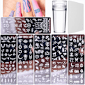 Miniatyrbilde 1 av 5: 6 stk Negle Stemplingsplater, med 1 Klar Stempel, 1 Skrape ( -AD6-