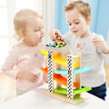 Miniatyrbilde 3 av 5: Leker for småbarn for 1 2 år gamle gutter og jenter, gaver, racerbane i tre med 4 miniatyrbiler -FD3-