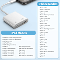 Miniatyrbild 5 av 5: Saliop USB-adapter för iPhone/iPad, USB OTG-adapter och laddningsport 2 i 1, kameraadapter som stöder ljud/MIDI-gränssnitt och kortläsare-AD4-