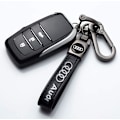 Miniatyrbillede 2 af 5: UNIMAT Ægte Læder Bil Nøglering Kompatibel med Audi A3 RS3 A4 A5 A6 A7 RS7 A8 Q3 Q5 Q7 R8 Nøglering Tilbehør Nøglering Familie Gave-AD8-