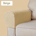 Miniatyrbild 1 av 5: 2 st Beige Soffarmstödsskydd Halkfria Stretch Soffarmstödsskydd Möbel Armstöd Fåtölj Skydd Överdrag Armskydd Hylsa -FD4-