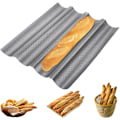 Pikkukuva 1 / 5: Baguette-leivinpelti, rei'itetyt ranskalaiset baguette-vuoat 4 baguetille -AD11- silver