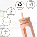 Miniatyrbilde 2 av 5: 600 ml glasskopp, med lokk og sugerør, sølesikker glassflaske, med lokk, BPA-fri.{sl}-AD8-