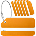 Miniatyrbillede 1 af 5: Bagagemærker, 6 stk. Bagageetiketter til Kufferter, Aluminiumlegering Kuffertmærker, til Bagage Identifikation ID-etiket-AD7- orange color