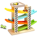 Miniatyrbillede 1 af 5: Legetøj til tumlinger i alderen 1-2 år, drenge og piger, træbane, bilrampe, racerbane med 4 mini-biler -FD3-
