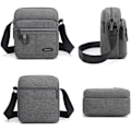 Pikkukuva 3 / 5: Pieni miesten olkalaukku, crossbody-laukku, messenger-laukku, puhelinlaukku matkustamiseen, retkeilyyn ja ulkoiluun (Harmaa miesten crossbody-laukku)-AD8-