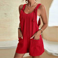 Miniatyrbilde 3 av 5: Solid Hengebukser Løse Shorts Jumpsuit Personlig Kul Stil Hudvennlige Shorts For Hverdagsbruk Ferie Shopping Ferie Rød-AD7- Red M