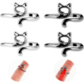 Miniatyrbillede 2 af 5: 4 stk. Strikkede Hækle Loop Ring Metal Åben Garn Guide Justerbar Flettet Hurtigere Strikke Tommelfingre Holder Tilbehør (Kattestil) -AD10-