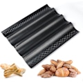 Pikkukuva 1 / 5: Baguette-leivinpelti, rei'itetyt ranskalaiset baguette-muotit 4 baguetille -AD11- black