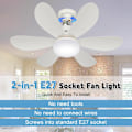 Miniatyrbilde 4 av 5: Takvifter med lys og fjernkontroll, 40W dimbar LED-takvifte med 6 blader, E27 konverteringsbase, 3 hastigheter 3 farger Mod -FD1-
