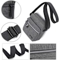 Pikkukuva 5 / 5: Pieni miesten olkalaukku, crossbody-laukku, messenger-laukku, puhelinlaukku matkustamiseen, retkeilyyn ja ulkoiluun (Harmaa miesten crossbody-laukku)-AD8-