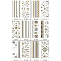 Miniatyrbilde 1 av 2: 12 stk metalliske midlertidige tatoveringer Gull Sølv Midlertidige tatoveringer Glitter Shimmer Designs A -AD6-