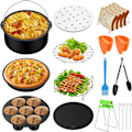 Pikkukuva 1 / 5: 7 tuuman 17-osainen Power Round Air Fryer -lisävarustesetti 5,5L Friteerauskeittimen lisävarusteet sopivat 3,2L-8,1L -FD4-