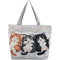 Miniatyrbilde 1 av 5: AVEKI Canvas Tote Bag for kvinner, gjenbrukbar handleveske, bærbar skulderveske, skolesekk, hvit-1-FS2--AD3-