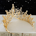 Miniatyrbillede 2 af 5: Guld krone tiara, vintage krone strass pandebånd til bryllupsreceptioner CDQ -AD6-