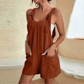 Miniatyrbilde 3 av 5: Solid Hengebukser Løse Shorts Jumpsuit Personlig Kul Stil Hudvennlige Shorts For Hverdagsbruk Ferie Shopping Ferie Mørk Brun-AD7- Dark Brown XL