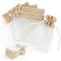 Miniatyrbillede 1 af 5: Organza gaveposer, 30 stk. bryllupssmykkeposer, 10x15cm snøre jute gavepose, net slikpose, smykkeposer til bryllup, fest -AD9-