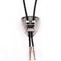 Miniatyrbillede 2 af 5: Sort Western Denim Naturlig Onyx Bolo Tie Ægte Læder Reb-AD4-