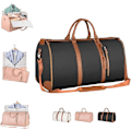 Miniatyrbilde 1 av 5: 2-i-1 Sammenleggbar Reiseveske i PU-Lær, Konvertibel Dresspose, Reiseklesveske for Kvinner-AD7- Black
