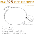 Miniatyrbilde 4 av 5: Minimalistisk armbånd i 925 sterlingsølv med hjerte, måne, stjerne, bar og lotus for kvinner, 16cm + 5cm (forlengelse)-AD4-
