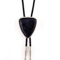 Miniatyrbillede 1 af 5: Sort Western Denim Naturlig Onyx Bolo Tie Ægte Læder Reb-AD4-