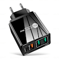 Miniatyrbillede 1 af 5: Standard 36W PD20W+2.4A 3USB 4A Europæisk standard mobiltelefonoplader Multiport opladningshovedadapter -AD6-