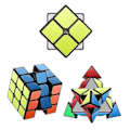 Miniatyrbillede 3 af 5: 3 stk. Speed Cube Sæt, Helt Sort Base Puslespil Magic Cube Sæt med 2x2x2 3x3x3 Pyramide Glat Puzzle Cube-- -AD6-