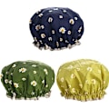 Miniatyrbilde 1 av 5: 32CM Dusjhetter for Kvinner, 3-PACK Justerbare Badehetter med Dobbel Foring, Vanntett & Holdbar -AD5-