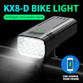 Miniatyrbilde 4 av 5: Sykkellykter foran, 8000 lumen superlyssterk 8 LED 5200mAh USB oppladbar, strømvisning og 5 lysmoduser, IPX5 vanntett
