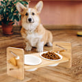 Miniatyrbild 2 av 3: Skål för hund och katt, justerbar i 4 höjder, ställ för upphöjd matskål i bambu-AD4-