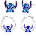 Miniatyrbillede 1 af 5: Stitch Øreringe til Piger, Anime Øreringe Stud Blå Søde Rustfri Stål Øreringe til Kvinder Øreringe til Teenagepiger Gaver-FD3-