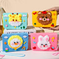 Pikkukuva 5 / 5: DIY-kirjontanukkepaketti, sarjakuvaeläinten ompeluprojekti lankalauta, huopaeläintarrat neulontasarja (Crossbody-laukku, vasikkanelefantti)-AD4-